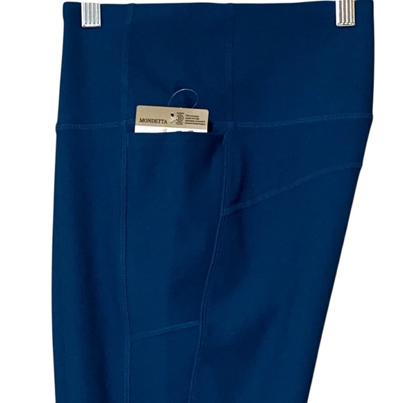 Mondetta High Waist Active Legging S Teal Side Pockets Mesh Moisture Wicking NWT - Picture 10 of 13